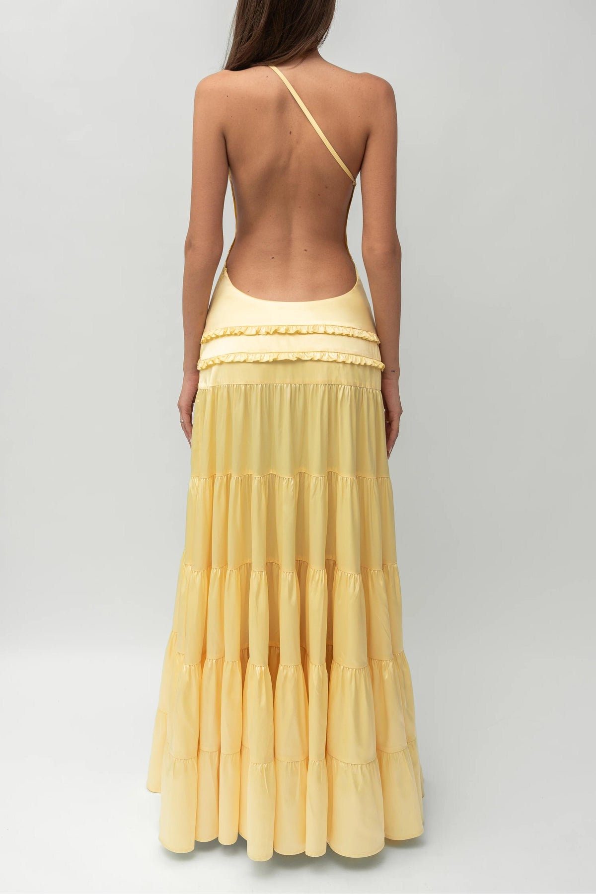 Athena Open-Back Pleated Maxi-Length Dress