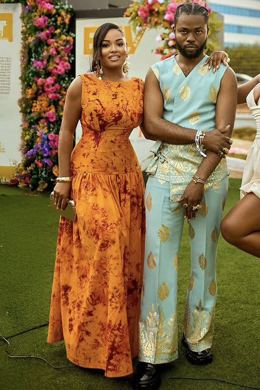 Vibrant African Print Sleeveless Maxi-Length Dress