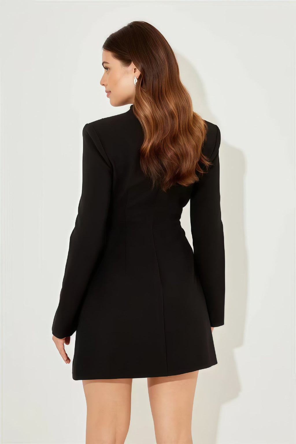 Urban Stylish V-Neck Blazer Mini-Length Dress