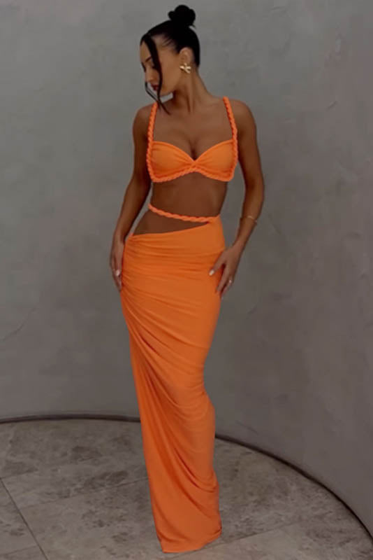 Coordinated Sea Breeze Halter Bikini & Skirt Set