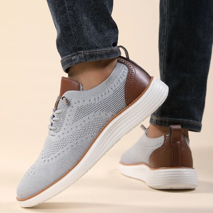 Knit Brogue Shoes with Breathable Upper