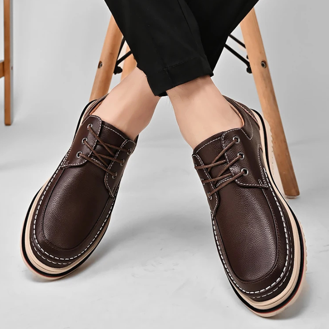 Leather Derby Shoes with Contrast Stitching