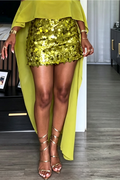 Shimmer Sequined High-Waisted Fitted Mini Skirt