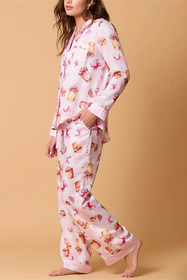 Coordinated Christmas Festive Stripe Print Pajama Set