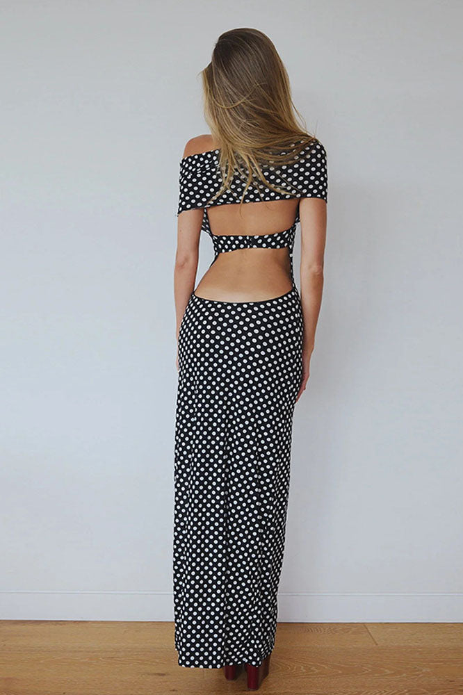 Spring Summer Polka Dot Women's Midi-Length Dress