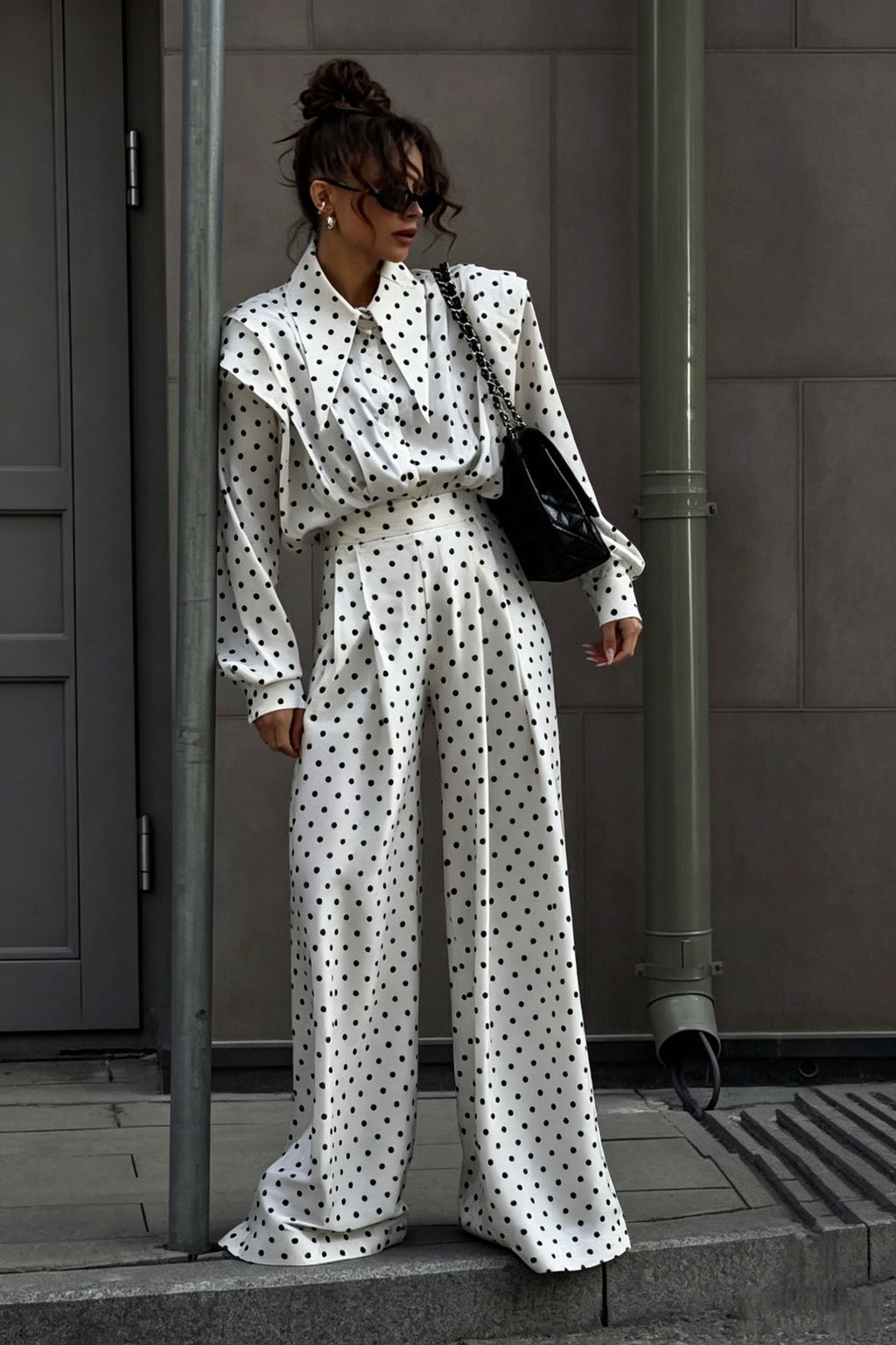 French Style Polka Dot Trousers Set