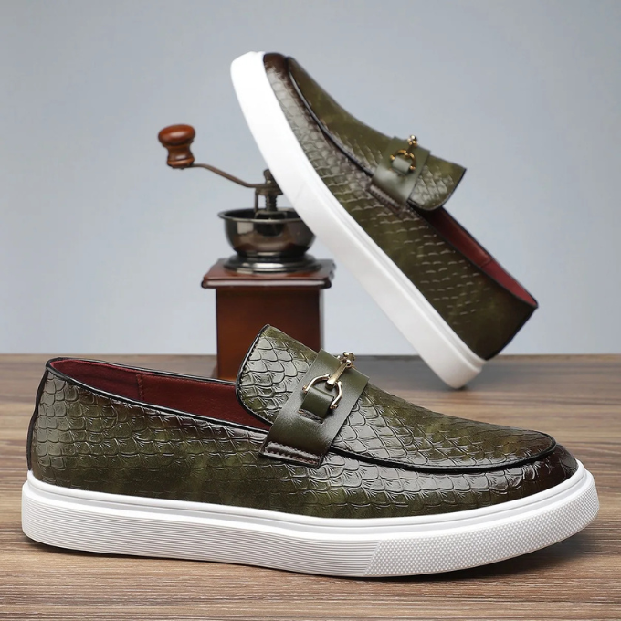 Leather Loafers with Embossed Texture