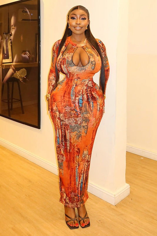 Spicy Retro Fitted Maxi-Length Dress