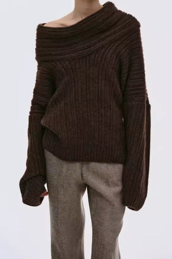 Lazy Style Solid Irregular Knit Top