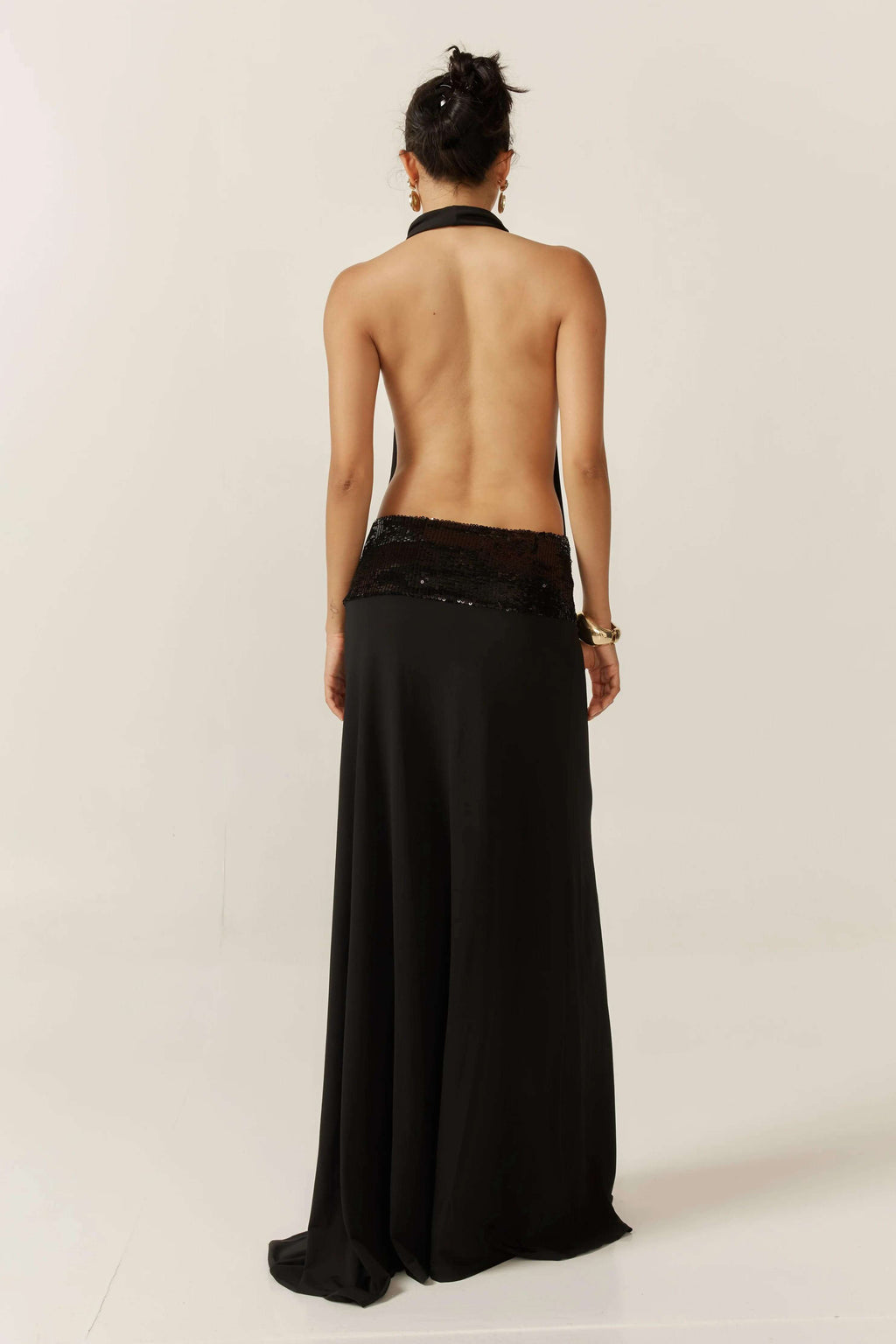 Modern Adele Halter Black Gown