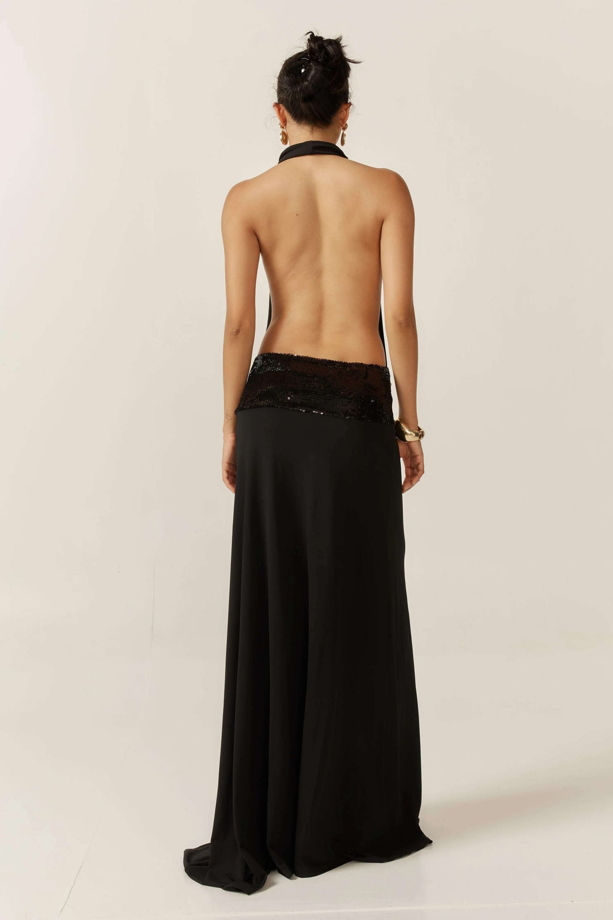 Modern Adele Halter Black Gown