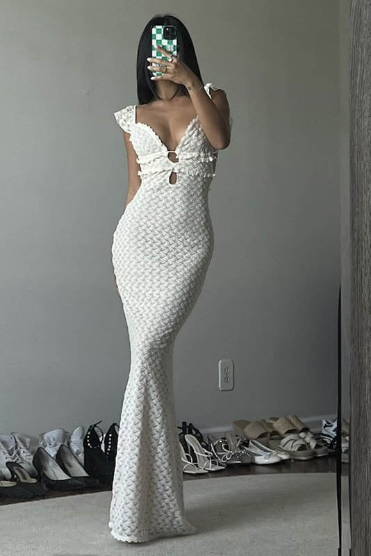 Modern Pure Desire Hollow-out V-Neck Dress