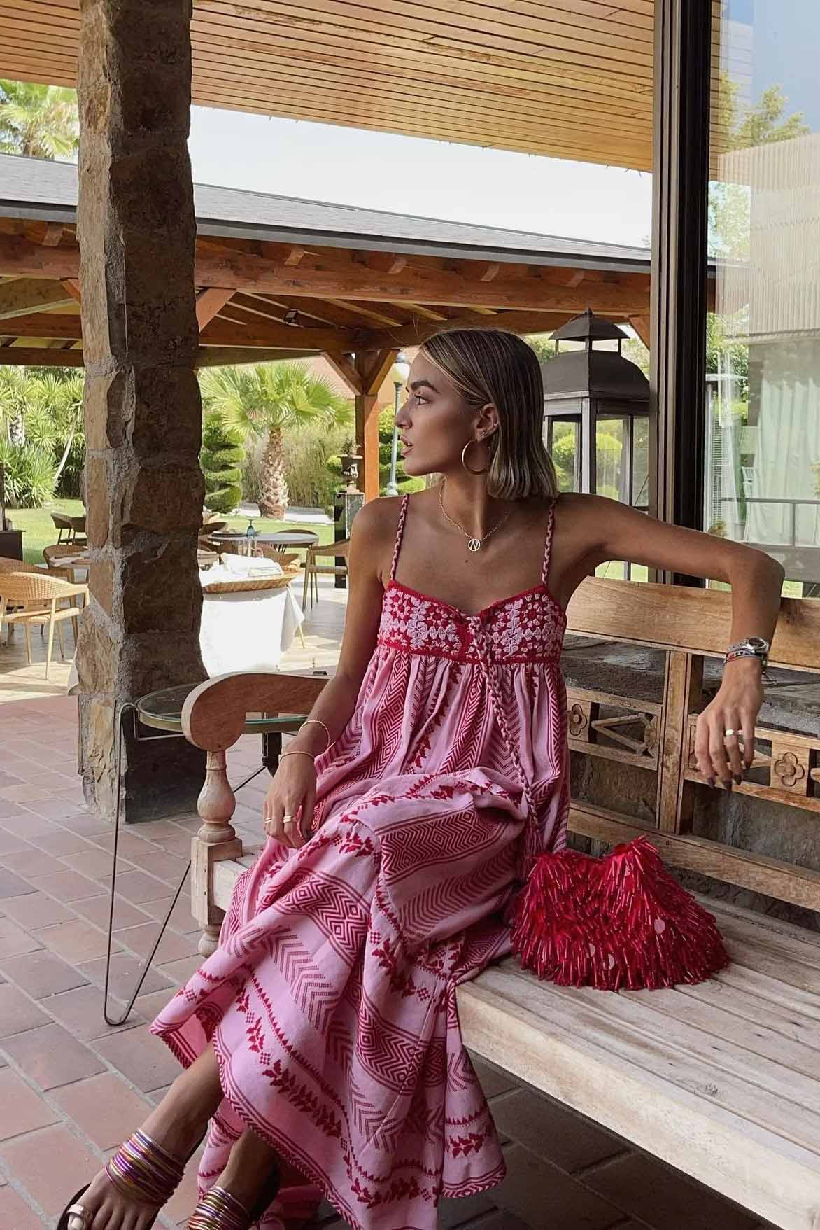 Modern Ethnic Knitted Suspender Long Skirt
