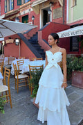 Modern French Open Back 3D Flower Layered Dress