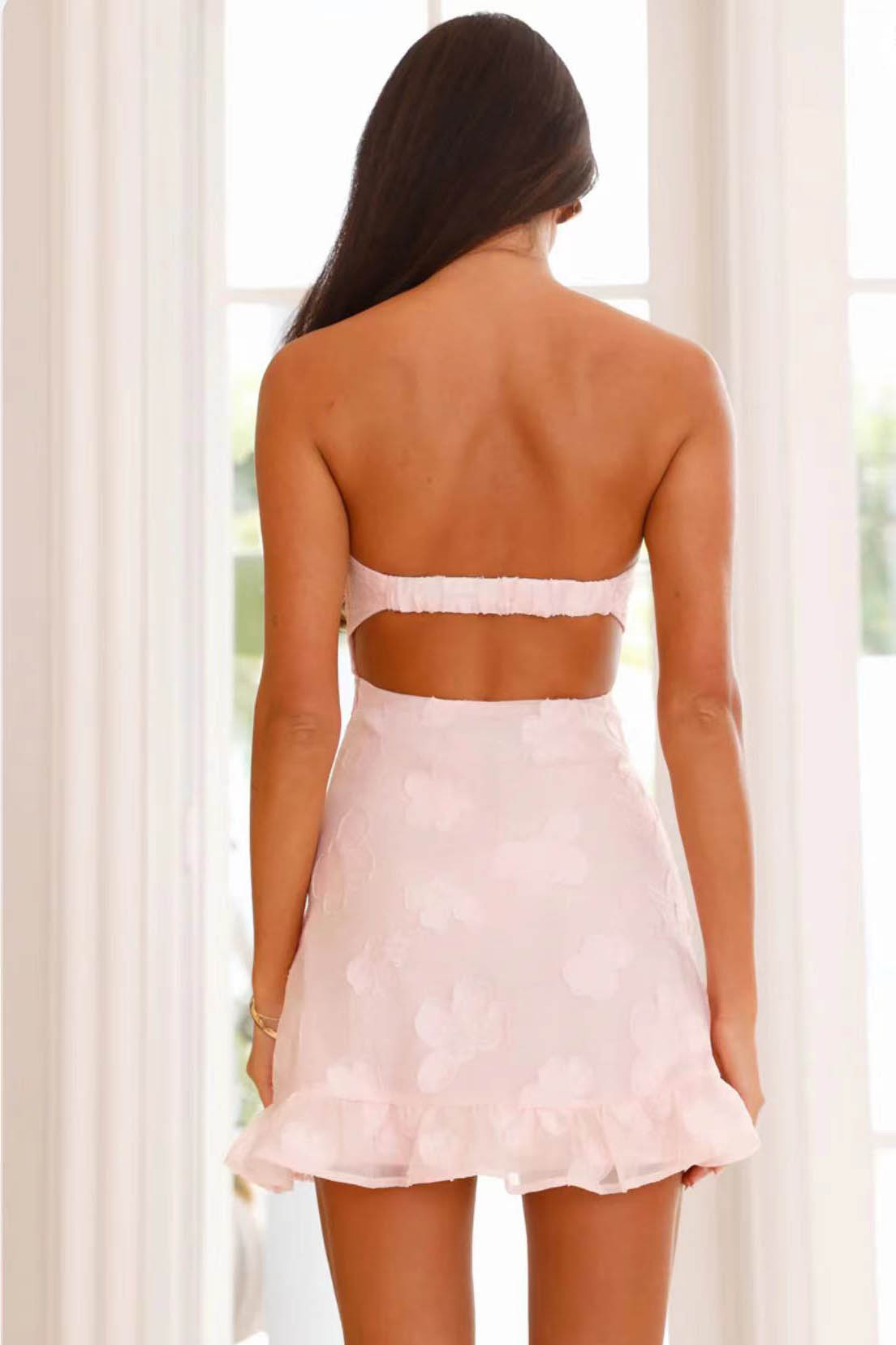 Retro Bloom Strapless Mini-Length Dress