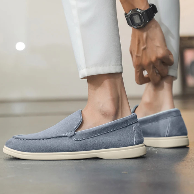 Suede Loafers with Rubber Sole