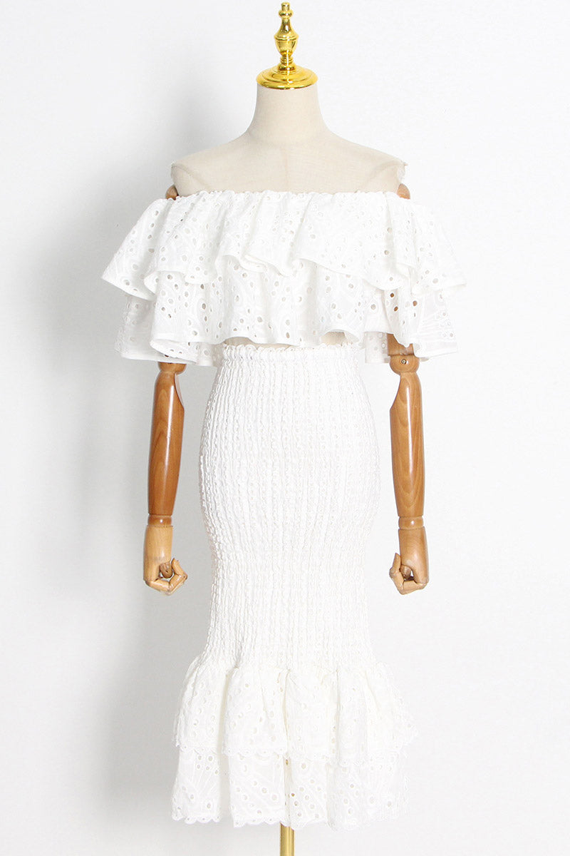 Dolly Embroidered Lace Tiered Ruffled Maxi-Length Dress Set