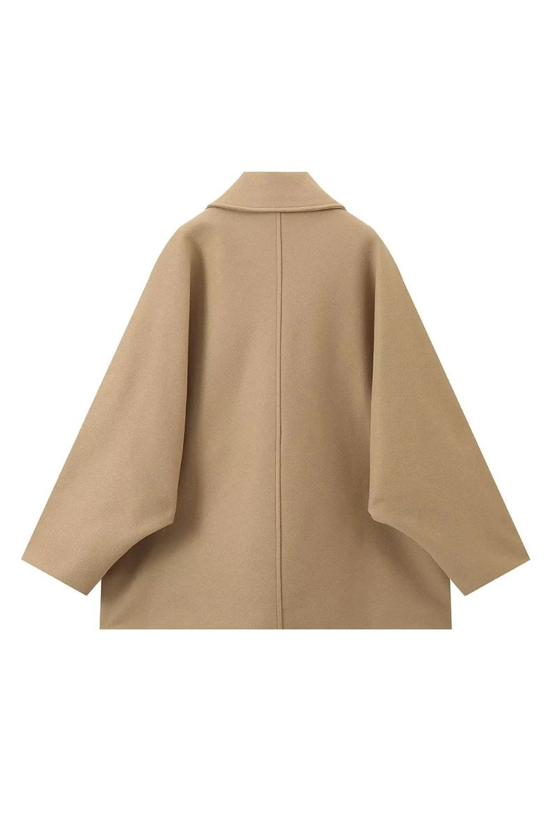 Modern Quiet Luxury Asymmetric Cape Coat