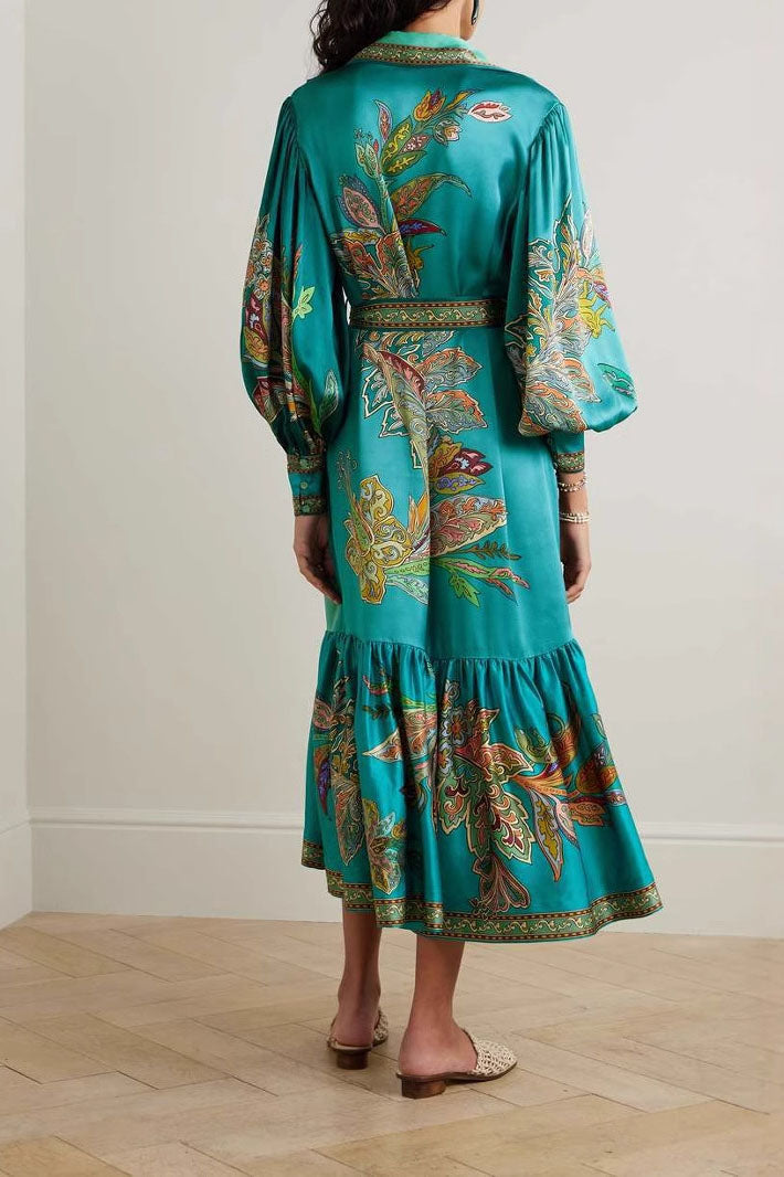 Satin Flower Print Dress