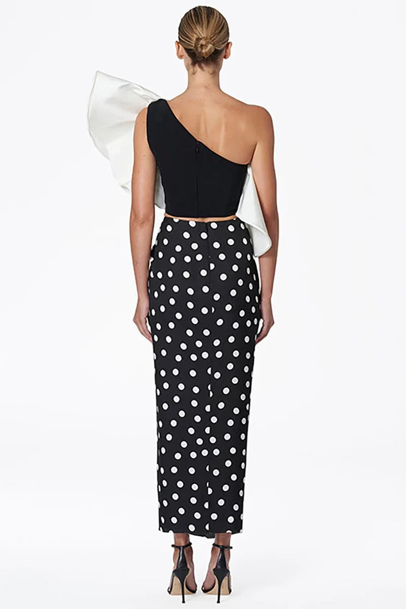 Two-Piece Bikini with Polka Dot Wrap Skirt