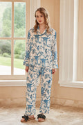 Coordinated Parrot Print Long-Sleeve Pajama Loungewear Set