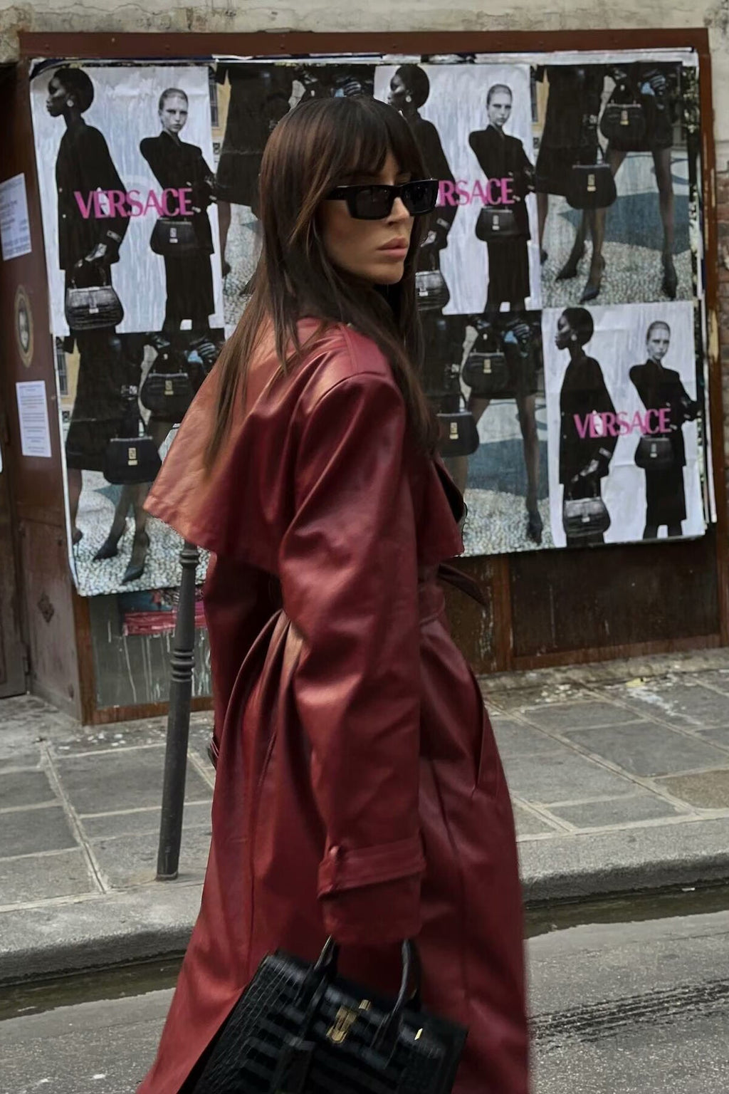 Waist-Tied City Stylish Leather Coat