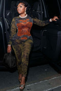 Modern Edgy Baroque Camo Sheer Jumpsuit