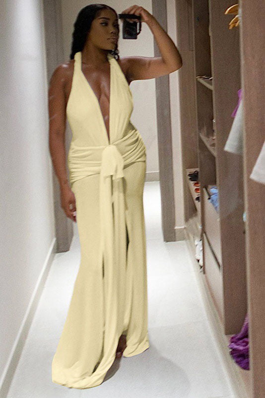 Summer New Slim Fit Tie-Open-Back Maxi-Length Dress