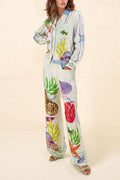 Ocean Theme Print Trousers-Set