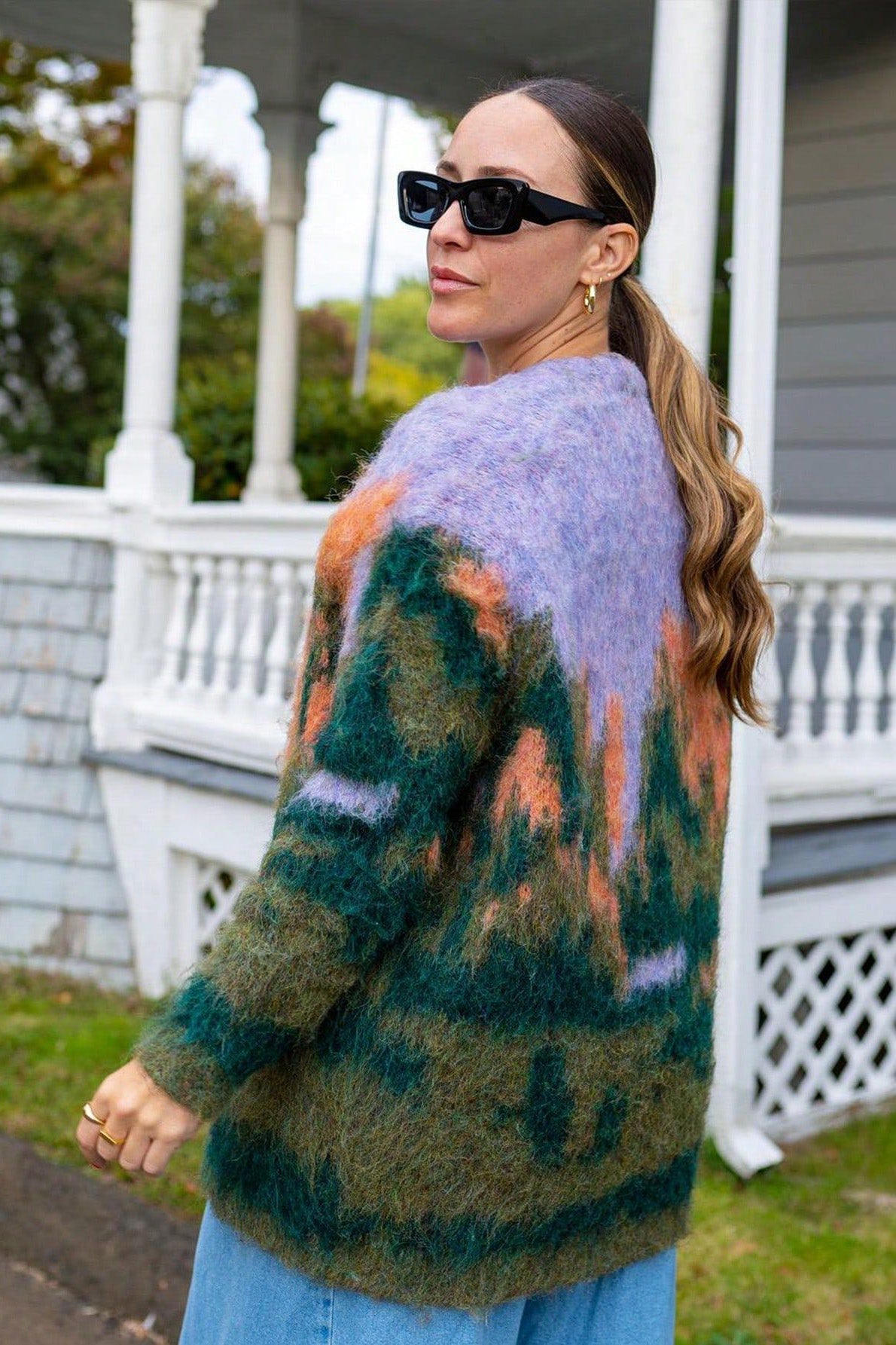 Modern Art-Inspired Knit Cardigan