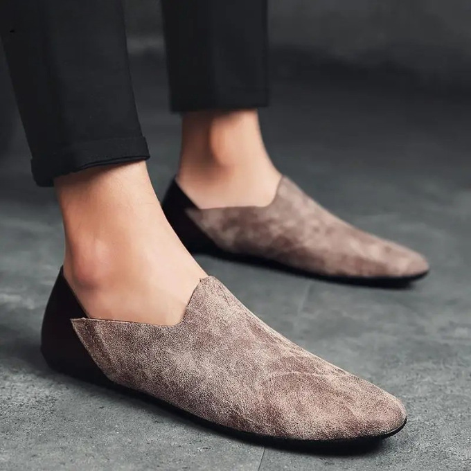 Distressed Leather Loafers with Broken-In Comfort