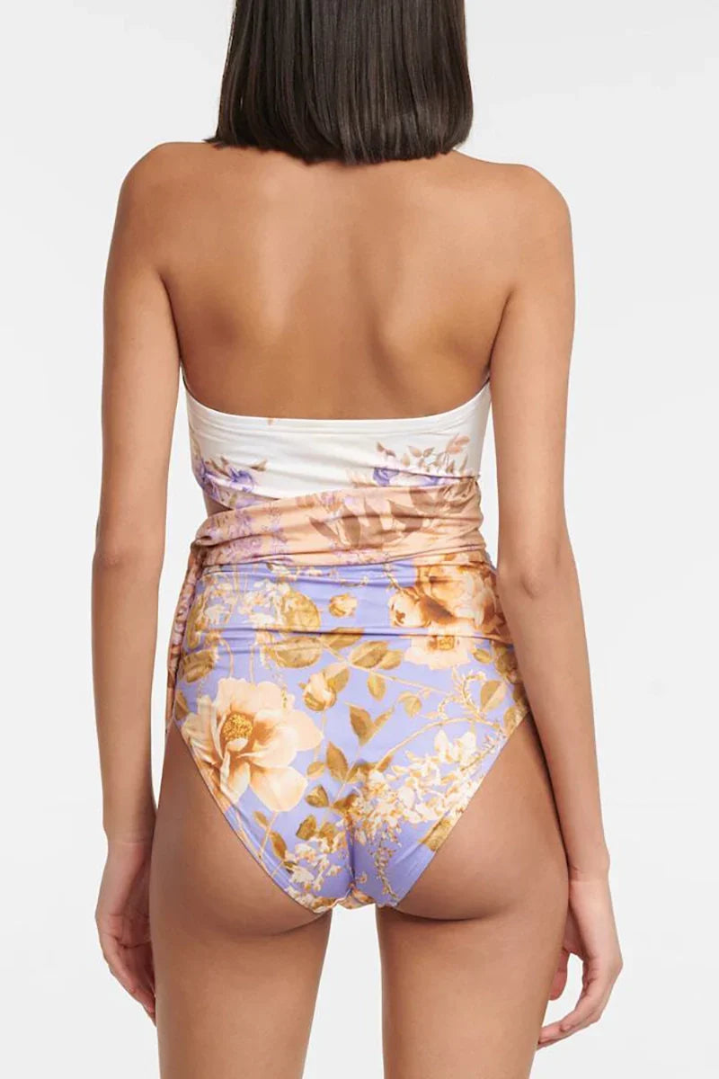 Cut-Out Flower Tie-Waist One-Piece Swimwear