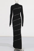 Modern Slim-fit stand collar hip-hugging long dress
