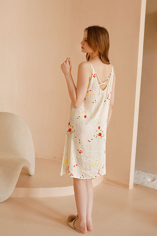 Patterned Cross-Back Cami Dress