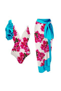 Flower Ruffled One Piece Swimwear Set
