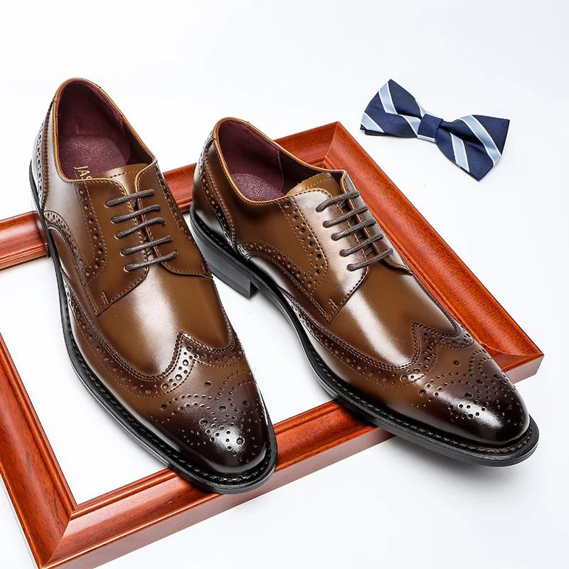 Cowhide Leather Oxford Shoes with Breathable Upper