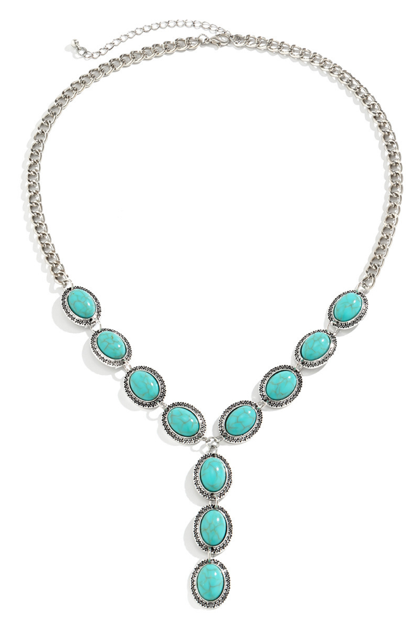 Statement Pendant Loop Turquoise Necklace