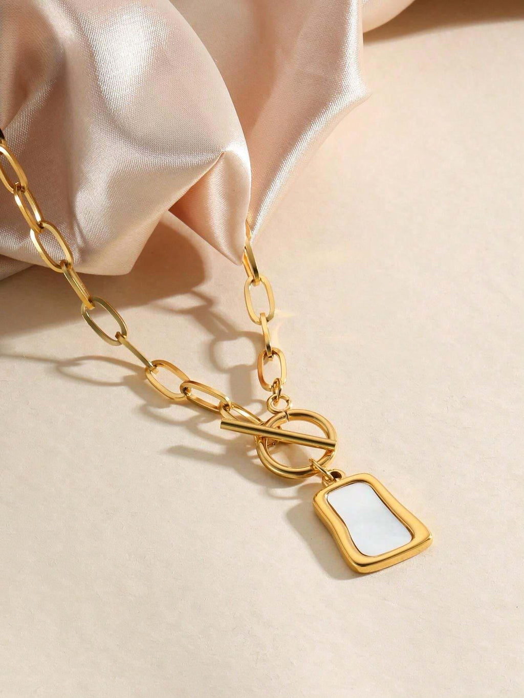 Statement Gold-Plated Geometric Square Necklace
