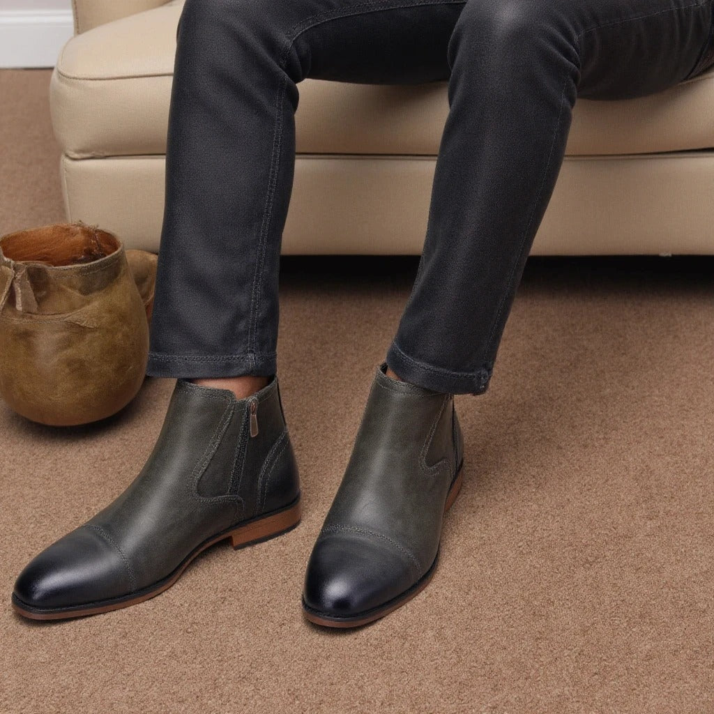 Chelsea Boots with Cap-Toe Detail