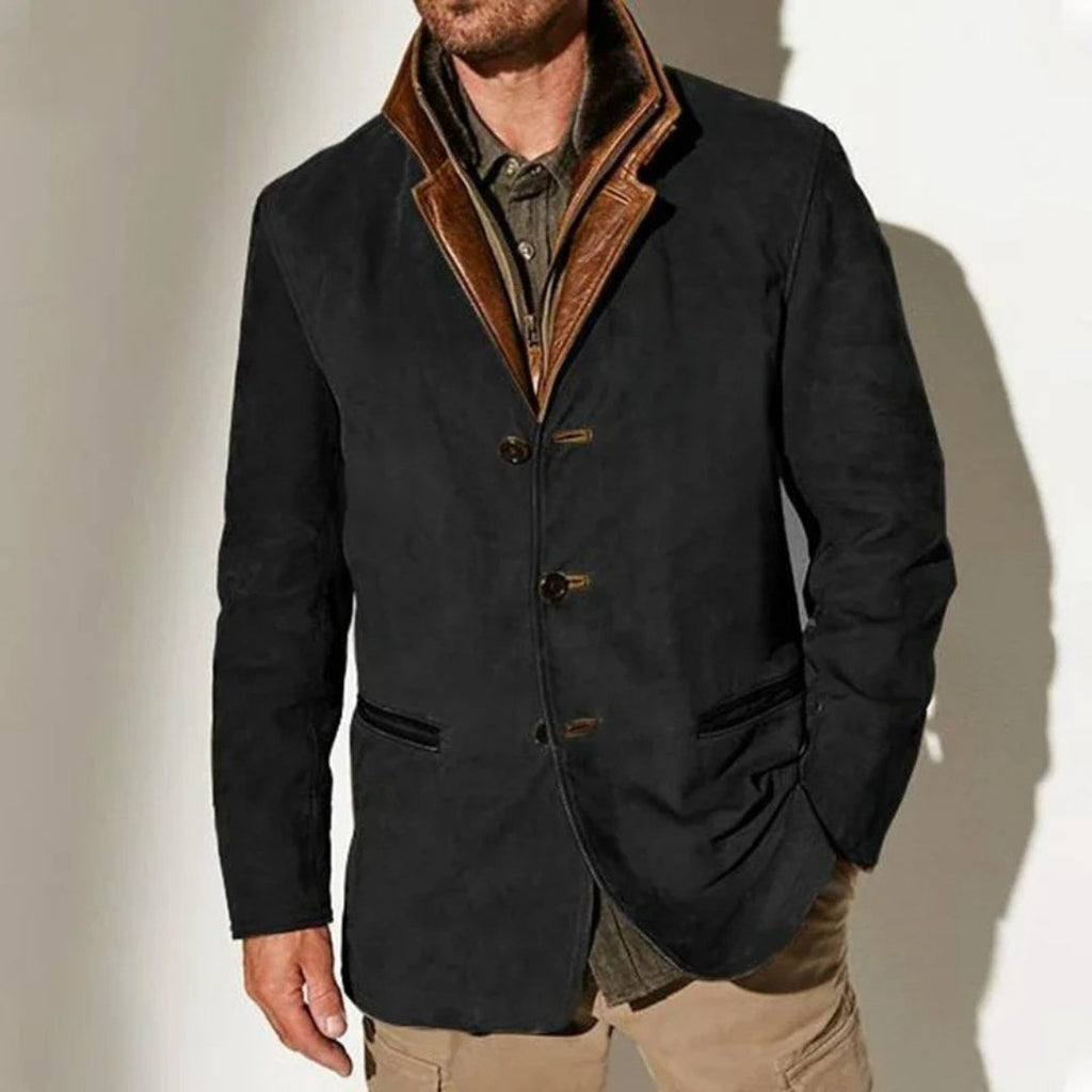 Suede Sweater with Button Front