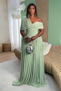 Mint Green Pleated Maxi-Length Dress