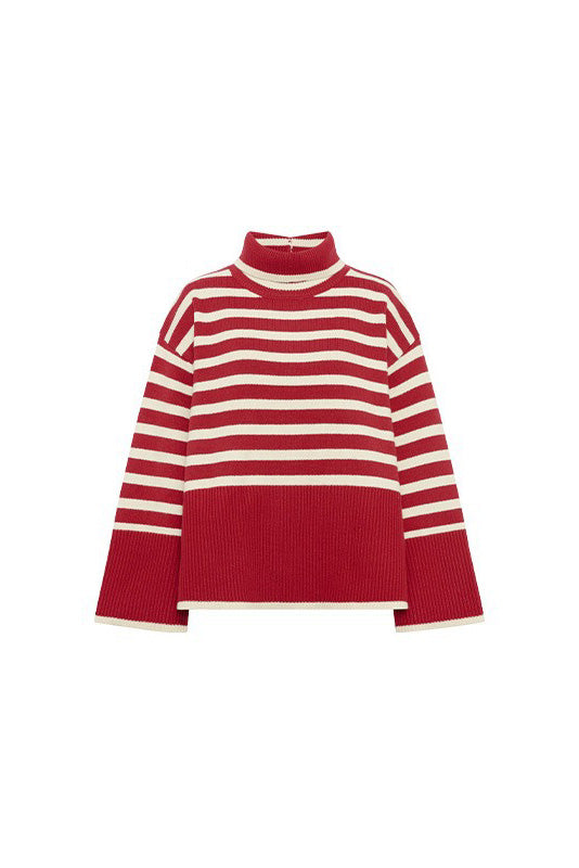 Turtleneck Striped Knit Sweater