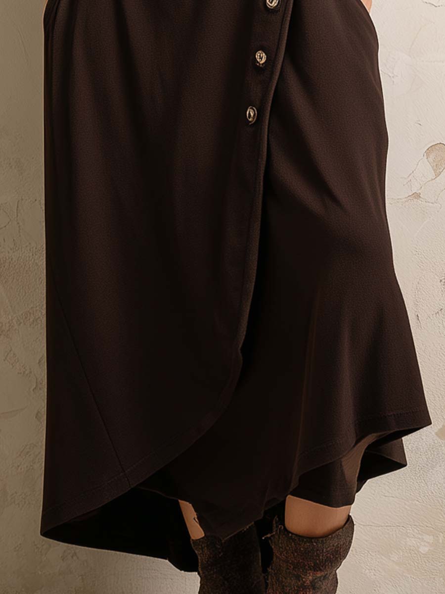 Boho-Inspired Midi-Length Dress With Side Button Placket
