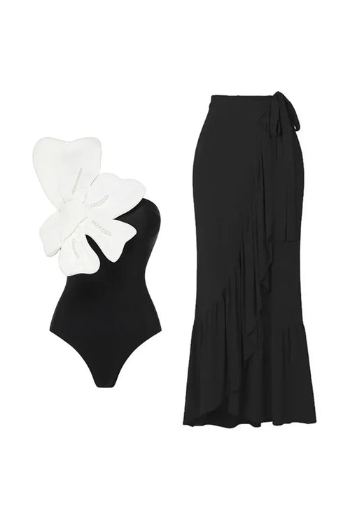 3D Flower Pearl One-Piece Swimwear