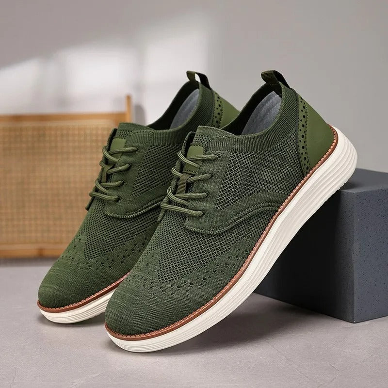Knit Brogue Shoes with Wingtip Brogue Detail