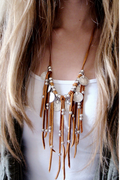 Boho Suede Coin Beaded Tassel Necklace