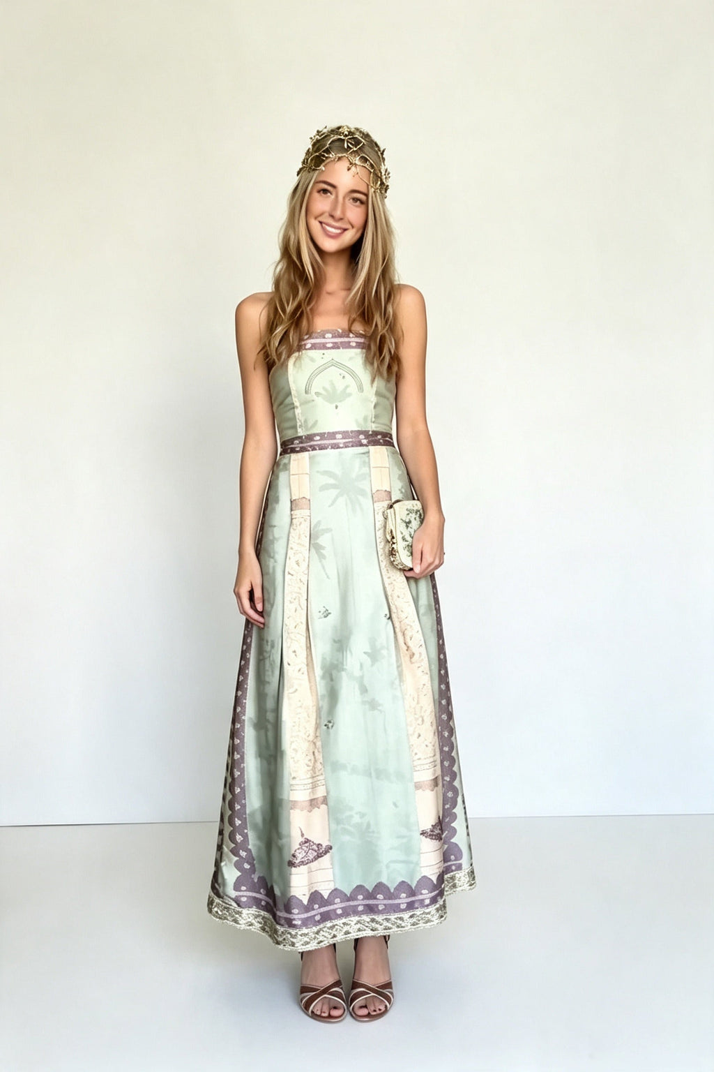 Retro Architecture Maxi-Length Dress