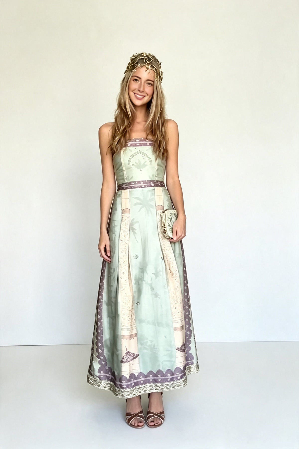 Retro Architecture Maxi-Length Dress