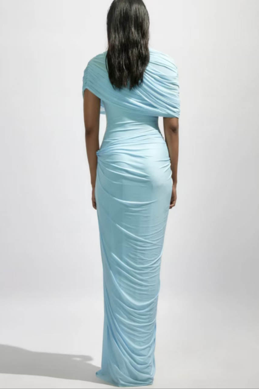 Modern Cloud Drape Ruched Wrap Maxi Dresses