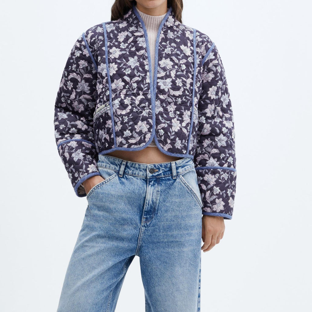 Reversible Jacket with Floral Print and Ethnic Print